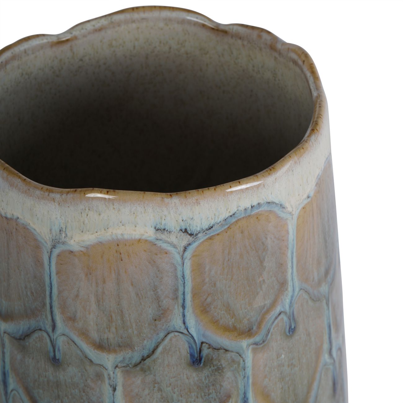Armadillo Azure Blue & Taupe Ceramic Vase